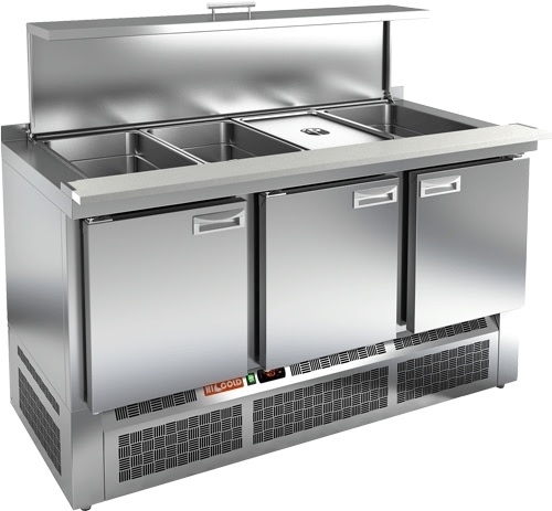 Саладетта (холодильный стол для салатов) HICOLD SLE3-111GN с крышкой