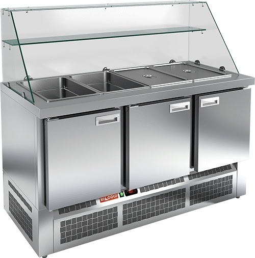 Саладетта (холодильный стол для салатов) HICOLD SLE3-111GN с высоким стеклом